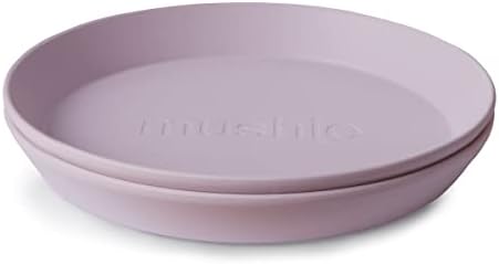 Mushie Round Dinnerware Plates for Kids Set of 2 Soft Lilac