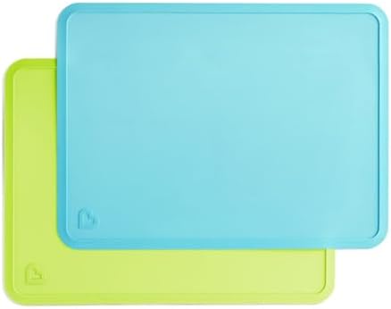 Munchkin Spotless Silicone Placemats for Kids 2 Pack BlueGreen