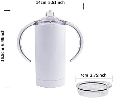 OKBA 6-Pack 12 Oz Sublimation Sippy Cups with Handles and Lids