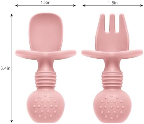 Eascrozn Silicone Baby Feeding Set 2 Pack with Divided Plates and Utensils