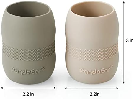 PandaEar Silicone Baby Feeding Set - 2 Plates 2 Cups 2 Spoons Forks