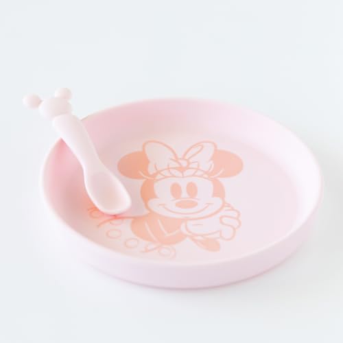 Disney Minnie Mouse Silicone Plate and Spoon Set for Babies and Kids