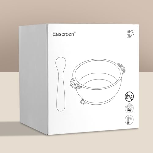 Eascrozn Silicone Baby Feeding Set 3 Bowls 3 Spoons