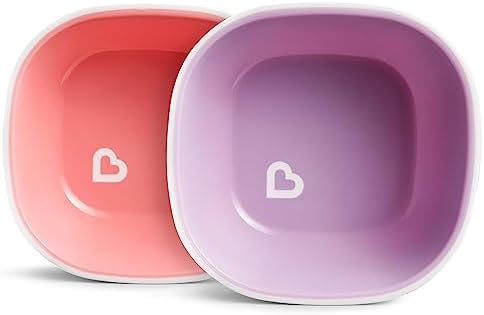 Munchkin Splash 4 Piece Toddler Plate and Bowl Set Pink Purple