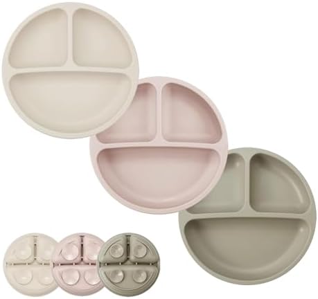PandaEar 3-Pack Toddler Plates with Suction Design