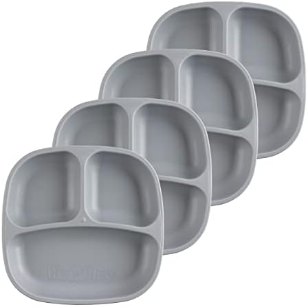 Re-Play Toddler Plates with Dividers - Set of 4 - Grey