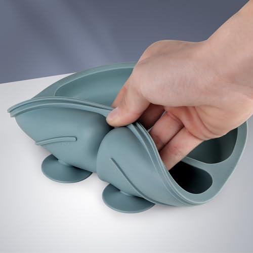 Eascrozn Baby Feeding Set 2 Pack Silicone Suction Plates Cutlery