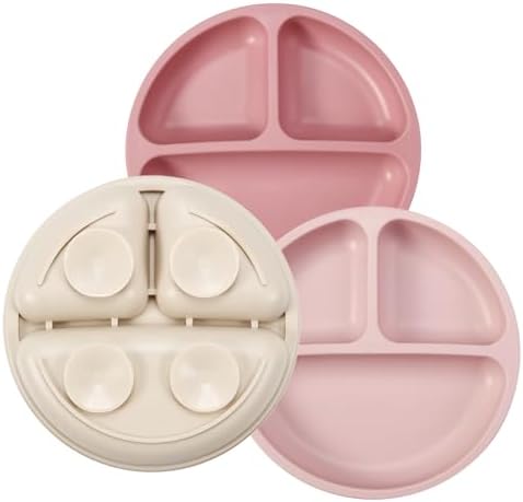 PandaEar 3 Pack Toddler Plates - BPA-Free Suction Shatter-Resistant