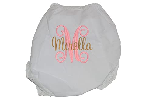 Personalized Baby Bloomer with Curly Initial Embroidery 1