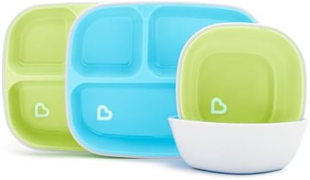 Munchkin Splash 4 Piece Toddler Plate and Bowl Set BlueGreen