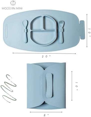 Modern Mini Silicone Suction Plate with Fork Spoon