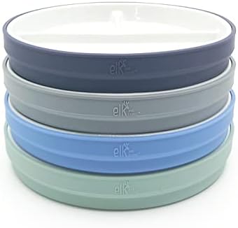 Elk and Friends Porcelain Divided Plates with Silicone Sleeves for Kids