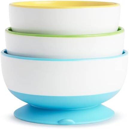Munchkin Stay Put Suction Bowls 3 Pack Blue Green Yellow