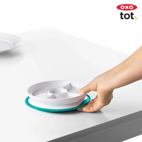 OXO Tot Stick and Stay Suction Divided Plate - Blossom 1