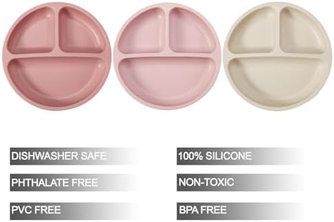 PandaEar 3 Pack Toddler Plates - BPA-Free Suction Shatter-Resistant