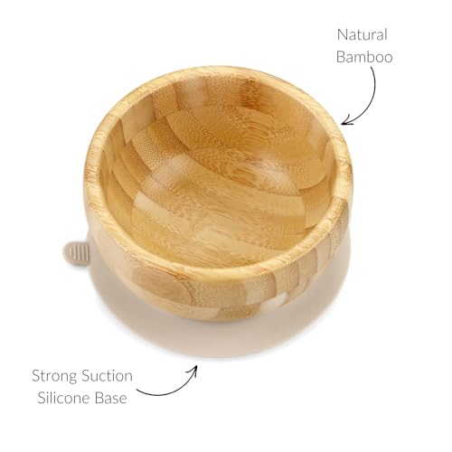 PandaEar Bamboo Suction Bowl with Silicone Spoons