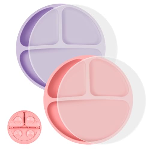 Vicloon Toddler Plates with Lids and Suction