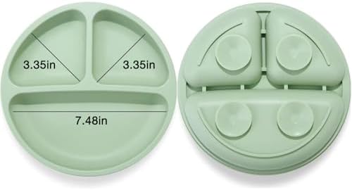 PandaEar Divided Silicone Toddler Plates - 3 Pack