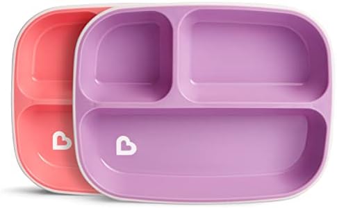 Munchkin Splash 4 Piece Toddler Plate and Bowl Set Pink Purple