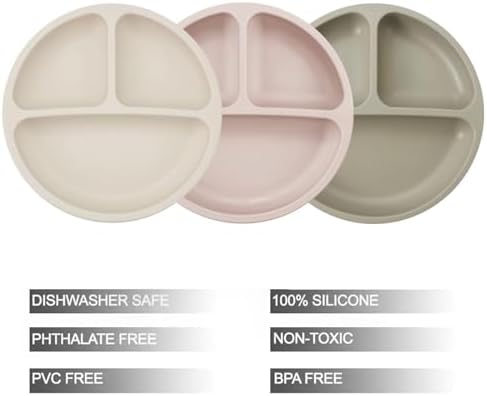PandaEar 3-Pack Toddler Plates with Suction Design