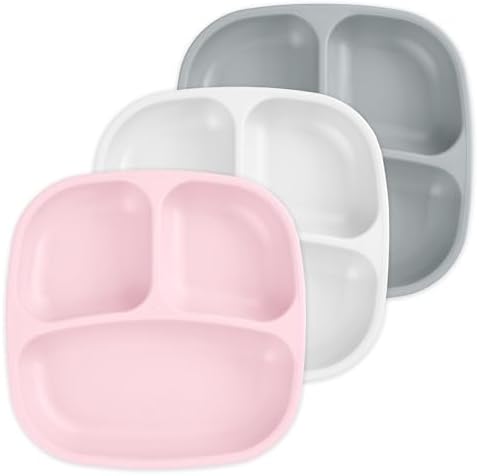 Re-Play Toddler Plates with Dividers - Set of 3 - Modern Pink