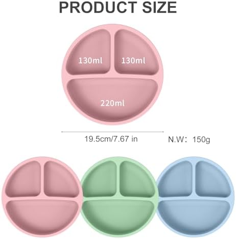 Wee Me Suction Plates for Babies Toddlers 3 Pack