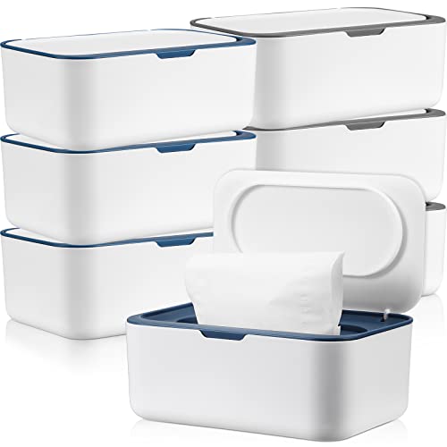 Sumind 6 Pack Wipe Dispenser with Lids Dark Blue and Dark Gray
