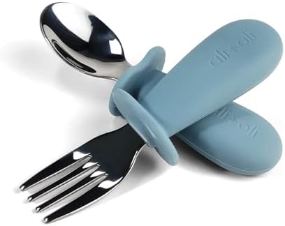 AliOli Toddler Spoon Fork Learning Set Powder Blue