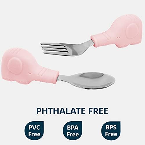 Tiny Twinkle Toddler Utensils Set - Pink Elephant BPA Free