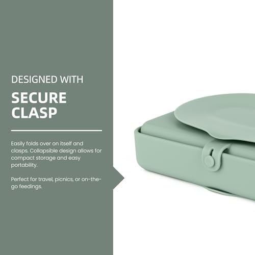 Nearbyme Foldable Silicone Baby Plate for Toddlers