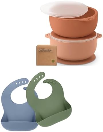KeaBabies 2-Pack Suction Bowls Silicone Bibs