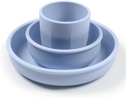 Silicone Plate Bowl Cup Set for Kids Blue