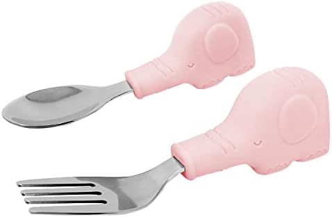 Tiny Twinkle Toddler Utensils Set - Pink Elephant BPA Free