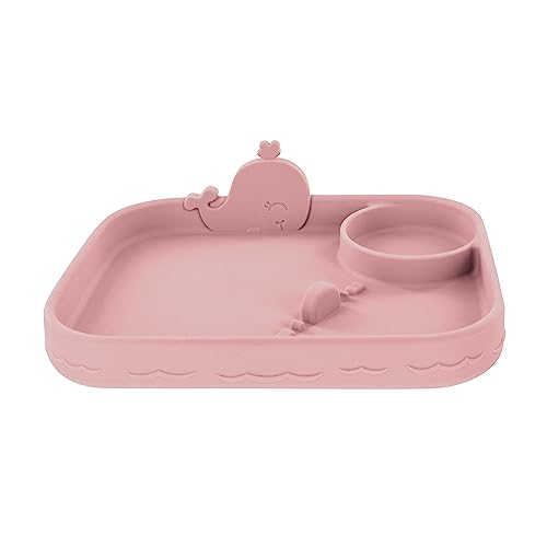 Nuby Animal Friend Silicone Round Plate Pink Whale Toddler Plate