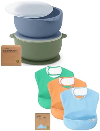 KeaBabies Baby Bowls with Suctions and Bibs Set