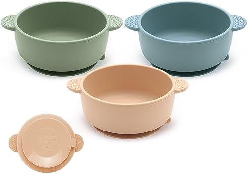 Eascrozn 3 Pack Baby Bowls with Suction Multicolor