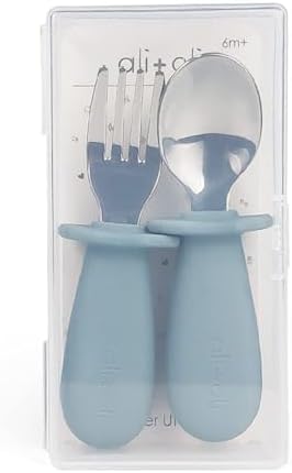 AliOli Toddler Spoon Fork Learning Set Powder Blue