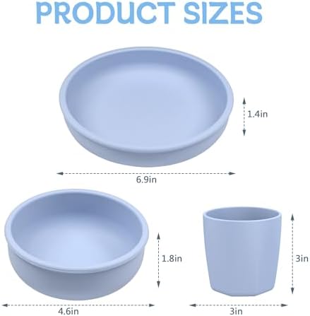 Silicone Plate Bowl Cup Set for Kids Blue