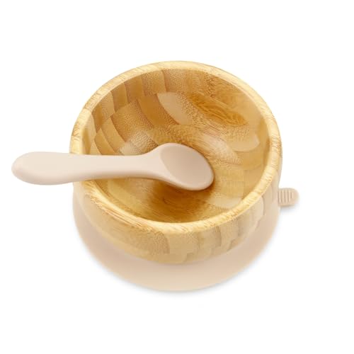 PandaEar Bamboo Suction Bowl with Silicone Spoons