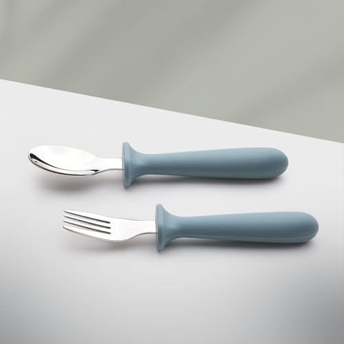 Eascrozn Baby Feeding Set 2 Pack Silicone Suction Plates Cutlery