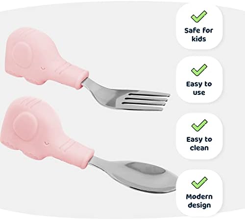 Tiny Twinkle Toddler Utensils Set - Pink Elephant BPA Free