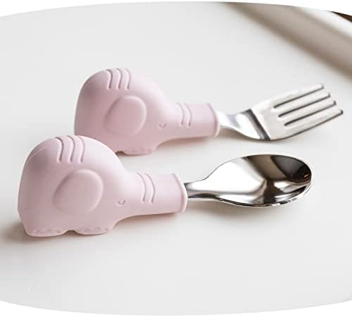 Tiny Twinkle Toddler Utensils Set - Pink Elephant BPA Free