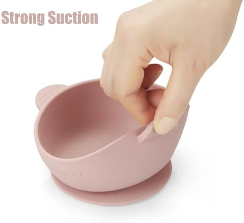 PandaEar 3 Pack Baby Bowls with Suction Pink