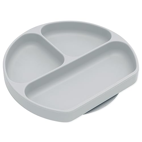 Bumkins Toddler Suction Plate with Divided Grip Gray 1