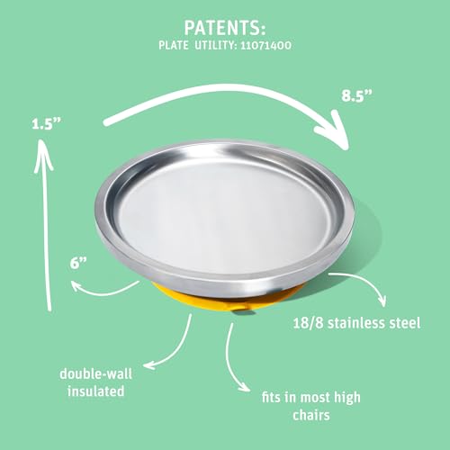 Avanchy Open Baby Plates with Suction Stainless Steel Divided Plates for Toddlers