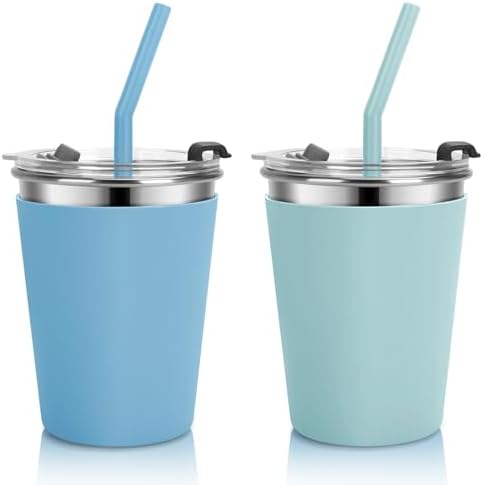 Vermida 2 Pack 10oz Leak Proof Kids Cups with Straws and Lids
