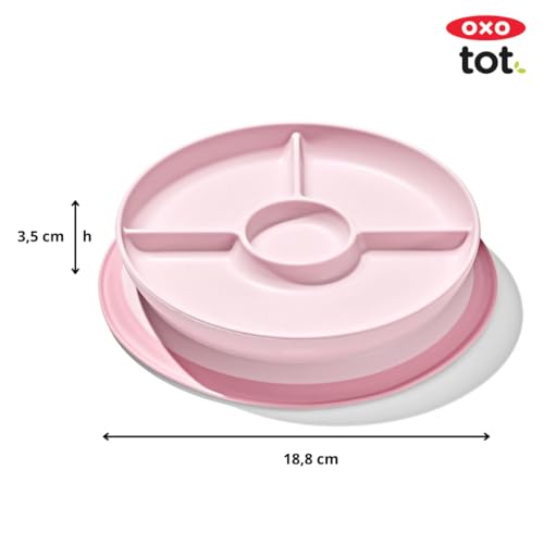 OXO Tot Stick and Stay Suction Divided Plate - Blossom 1