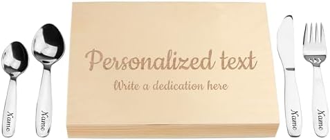 Personalized Wooden Flatware Set for Kids - Engraved with Name