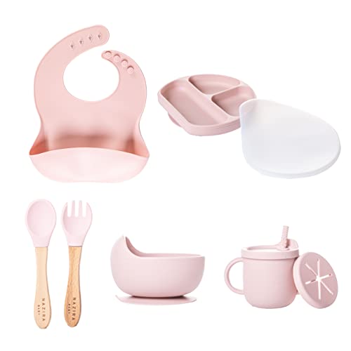 8 Piece Baby Feeding Set with Suction and Bibs