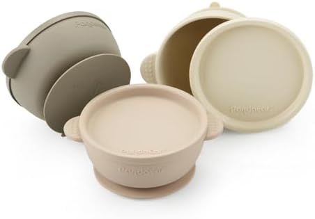 PandaEar 3 Pack Leak-Proof Baby Bowls with Suction and Lids